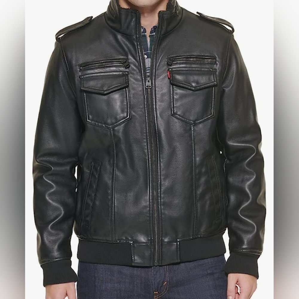 Levi's Men's Faux Leather Sherpa Aviator Bomber Jacket